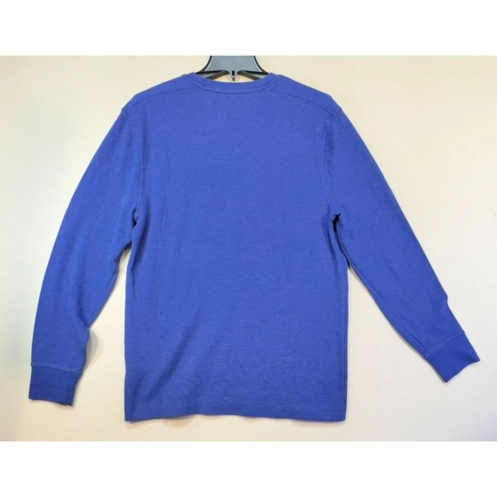 Banana Republic Men's Long Sleeve Waffle Knit Shirt L Blue Cotton Blend